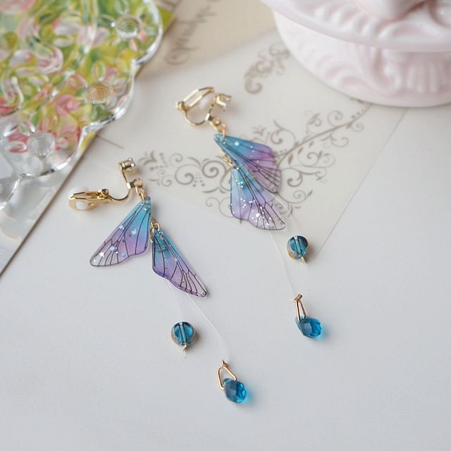 Crystal Alloy Earring Butterfly Faux Dangle