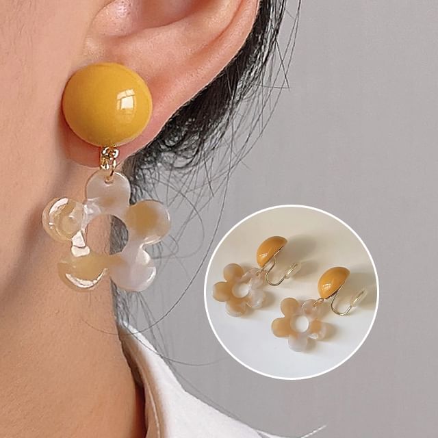 Drop Earring Acrylic Floral