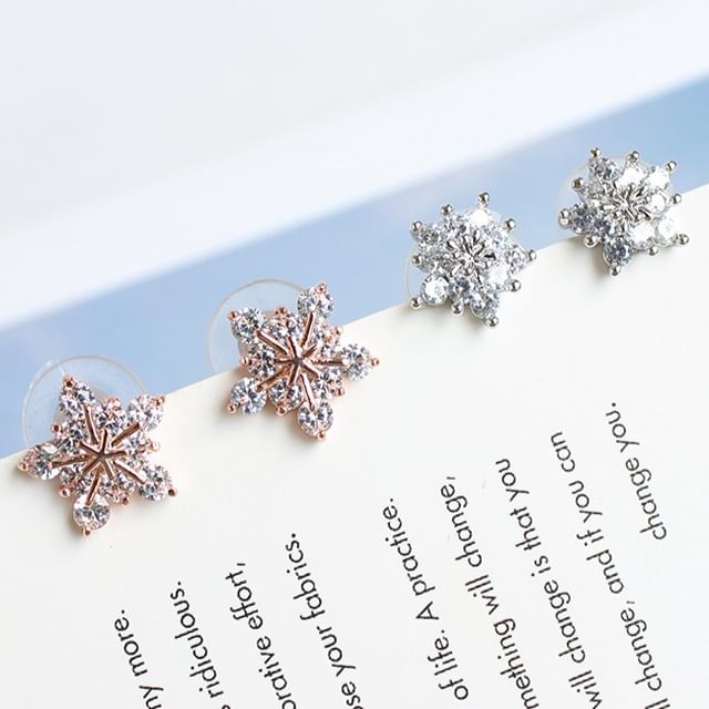 (Various Earring Rhinestone Stud Floral Designs) Alloy
