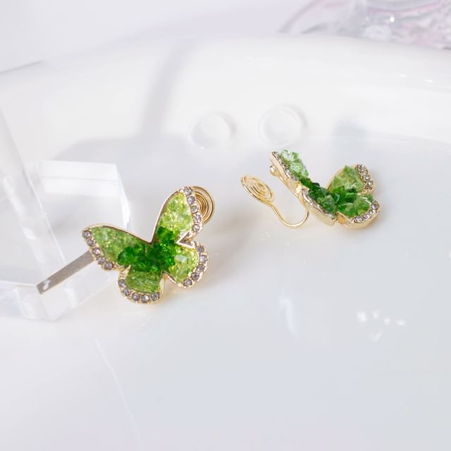 Stud Earring Butterfly Crystal Faux Alloy