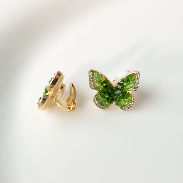 Stud Earring Butterfly Crystal Faux Alloy