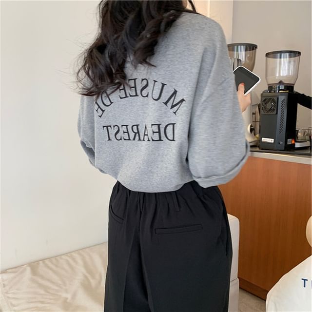 Neck Crew Print T-Shirt Lettering Short-Sleeve