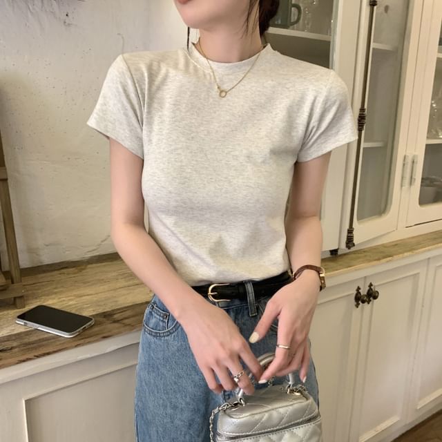 Tee Plain Neck Crew Short-Sleeve