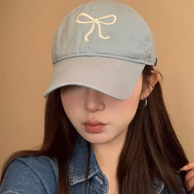Baseball Cap Bow Embroidered