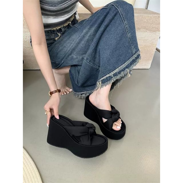 Wedge Knot Sandals Slide Heel Platform