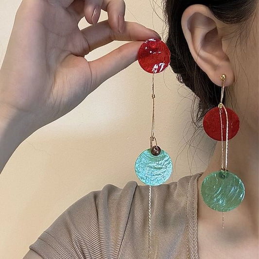 Asymmetrical Disc Earring Dangle Alloy