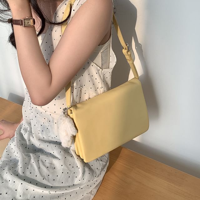 Plain Bag Leather Flap Faux Shoulder
