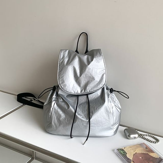 Backpack Plain Drawstring Flap
