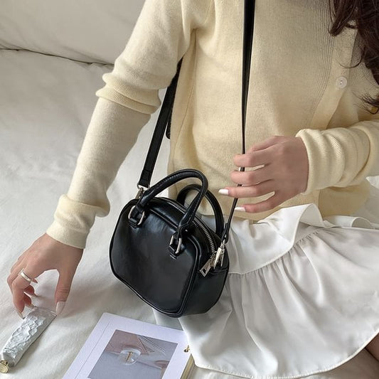 Faux Handle Bag Leather Crossbody Plain Top