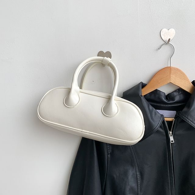 Crossbody Handle Top Bag Plain Faux Leather