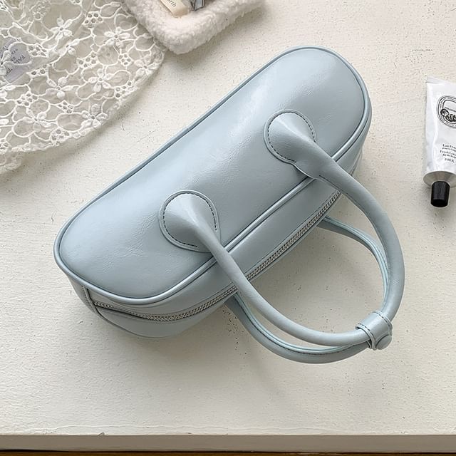 Crossbody Handle Top Bag Plain Faux Leather