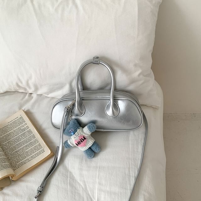 Crossbody Handle Top Bag Plain Faux Leather