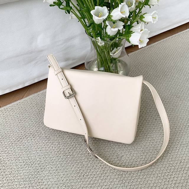 Plain Bag Leather Flap Faux Shoulder