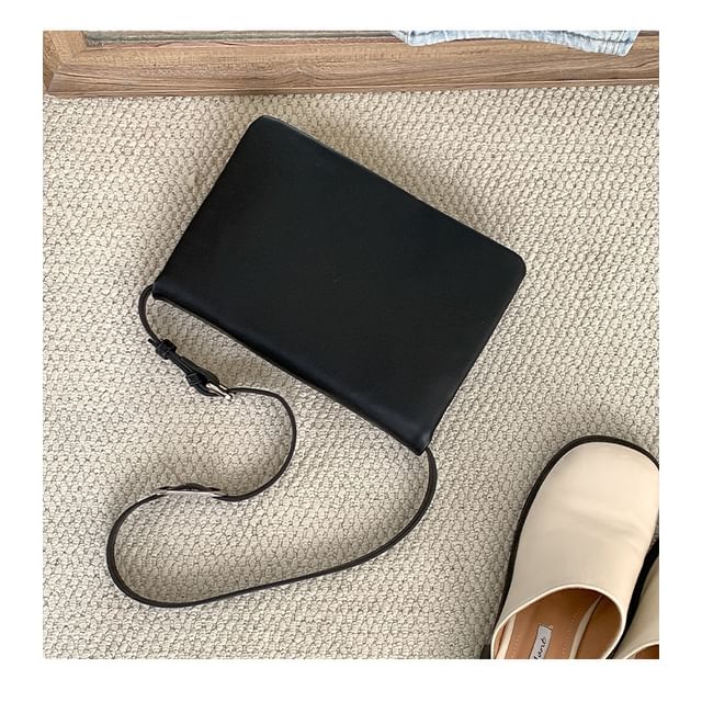 Plain Bag Leather Flap Faux Shoulder