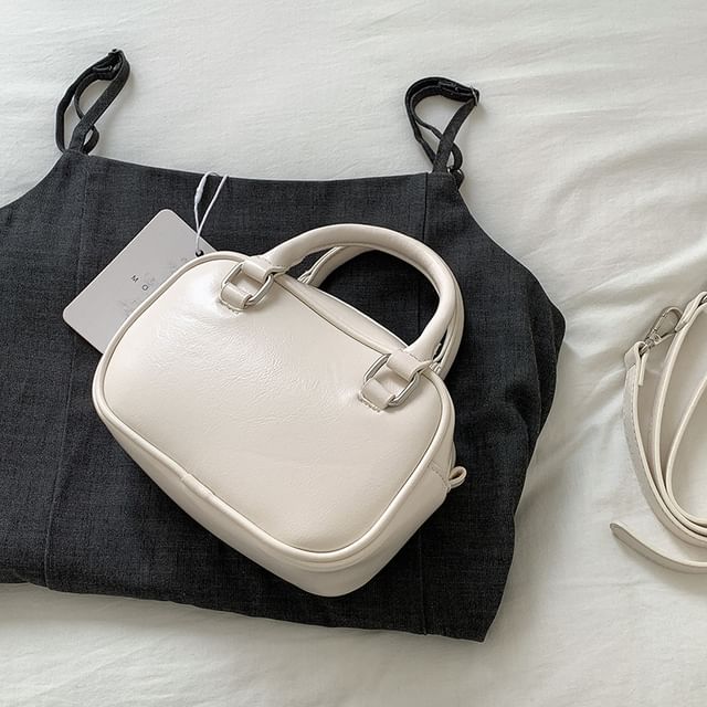 Faux Handle Bag Leather Crossbody Plain Top