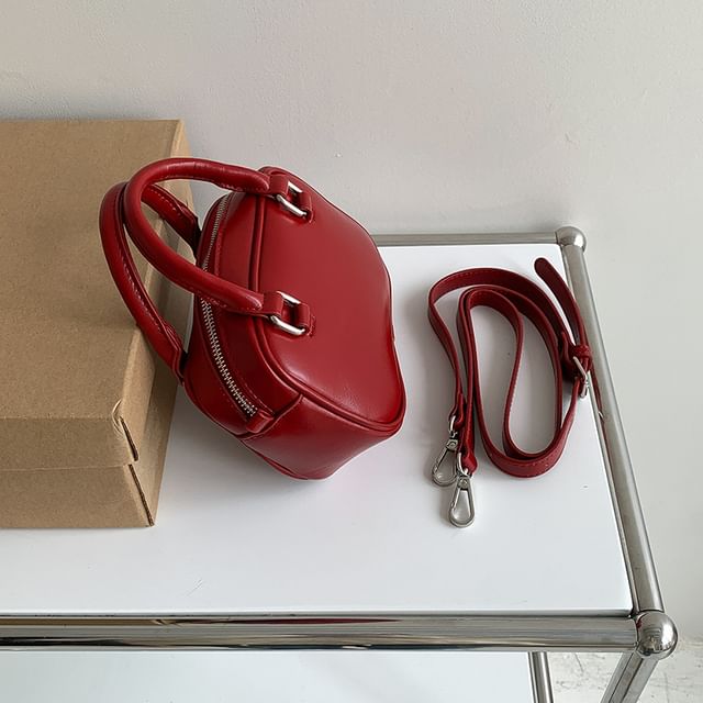 Faux Handle Bag Leather Crossbody Plain Top