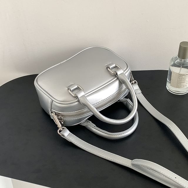 Faux Handle Bag Leather Crossbody Plain Top