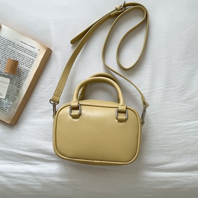Faux Handle Bag Leather Crossbody Plain Top