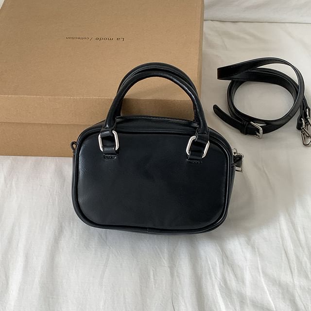 Faux Handle Bag Leather Crossbody Plain Top