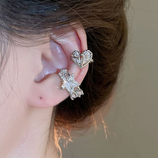 / Ear Star Cuff Rhinestone Heart