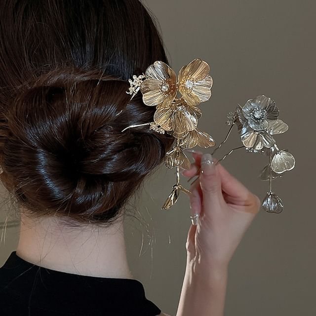 Stick Floral Rhinestone Hair