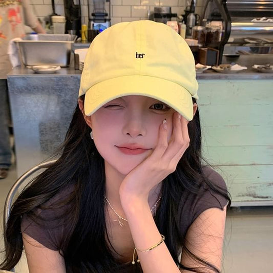 Brim Embroidered Curved Cap Cotton Baseball