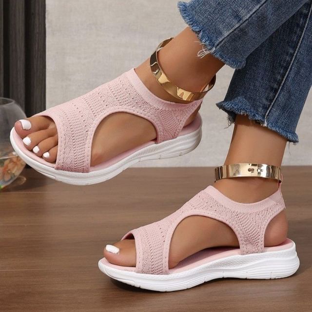 Platform Plain Knit Sandals