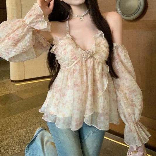 Top Ruffle Halter Floral