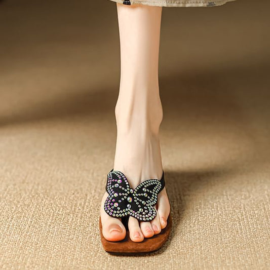 Thong Wedge Sandals Butterfly