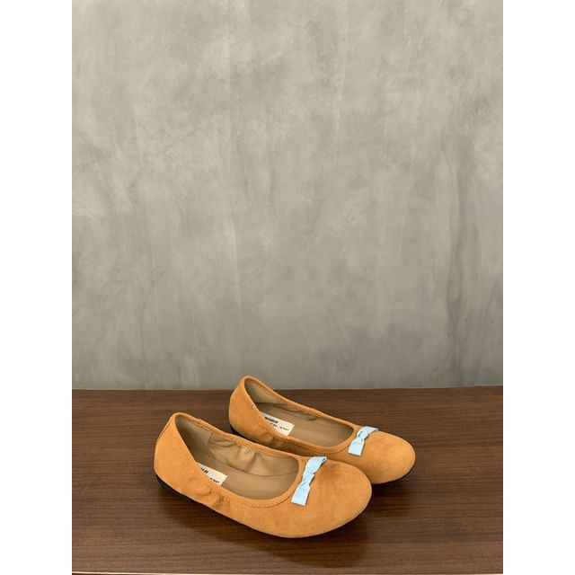 Suede Bow Faux Flats