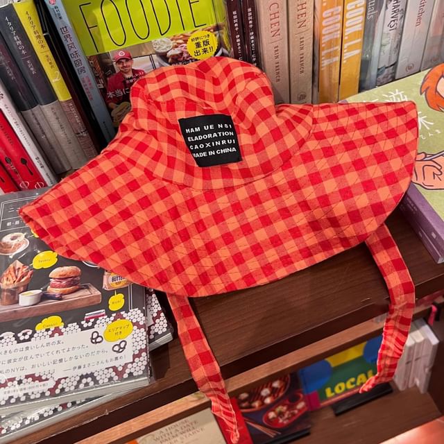 Hat Cotton With Chin Bucket Checkered Strap