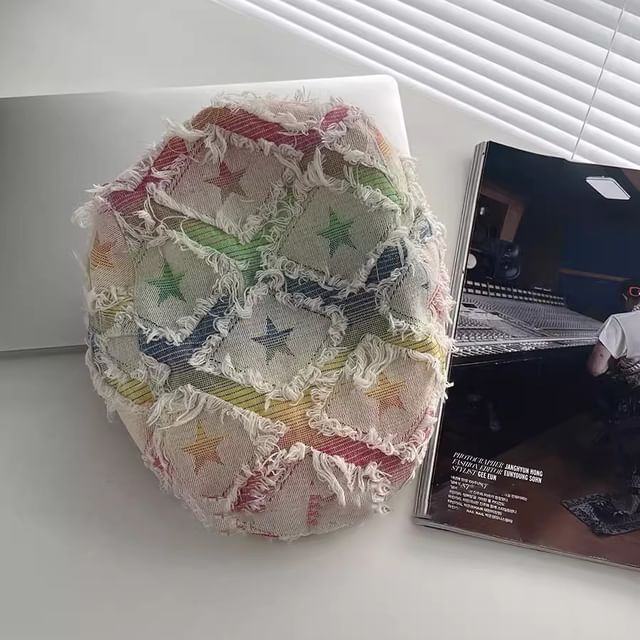 Cabbie Hat Patchwork Newsboy Distressed