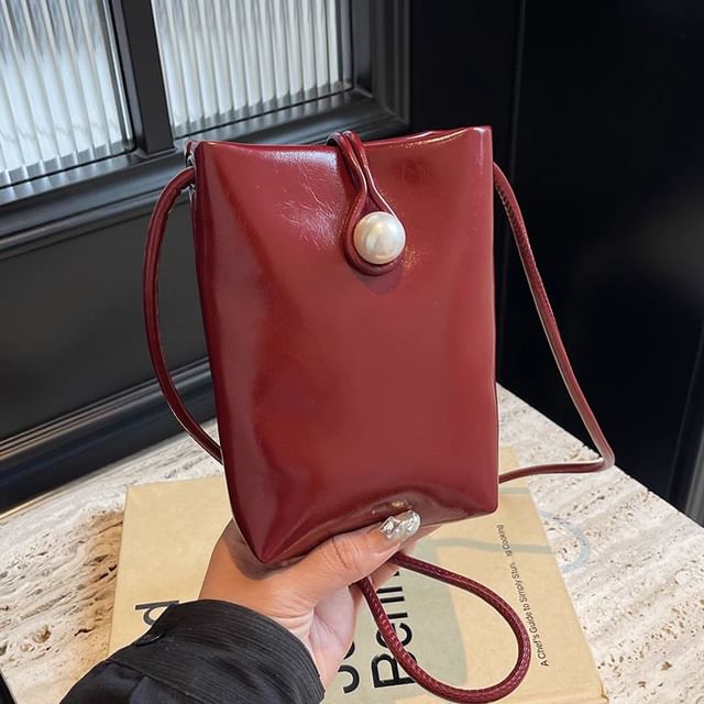Plain Faux Crossbody Leather Bag