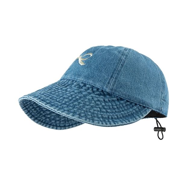 Bow Baseball Embroidered Denim Cap