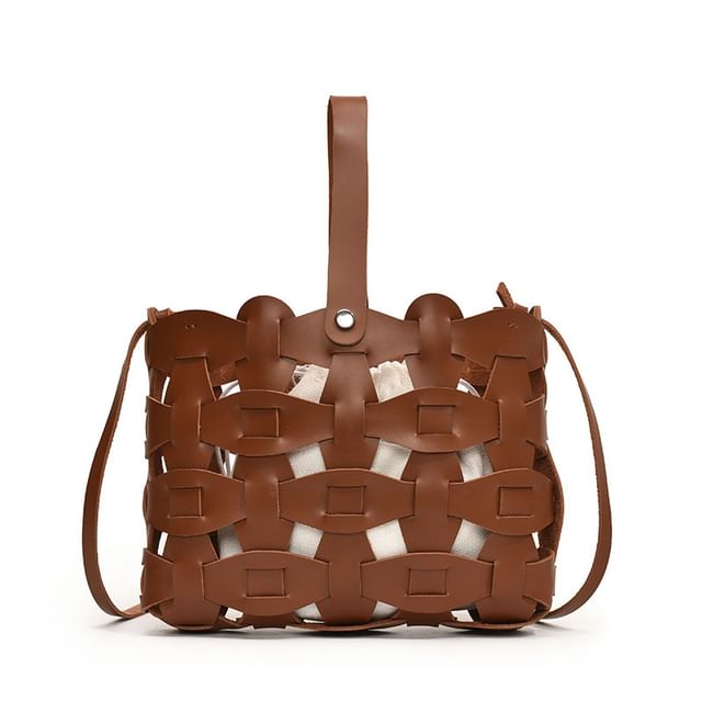 Leather Cutout Faux Crossbody Bag