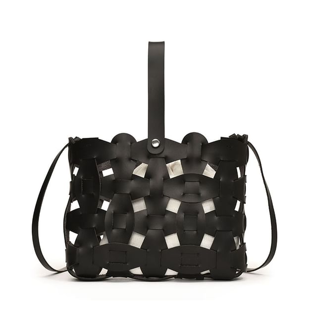 Leather Cutout Faux Crossbody Bag