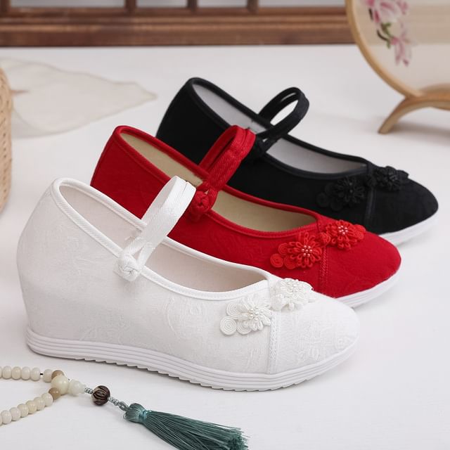 Floral Sandals Textile Hidden-Wedge