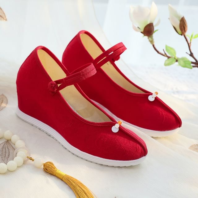 Floral Sandals Textile Hidden-Wedge