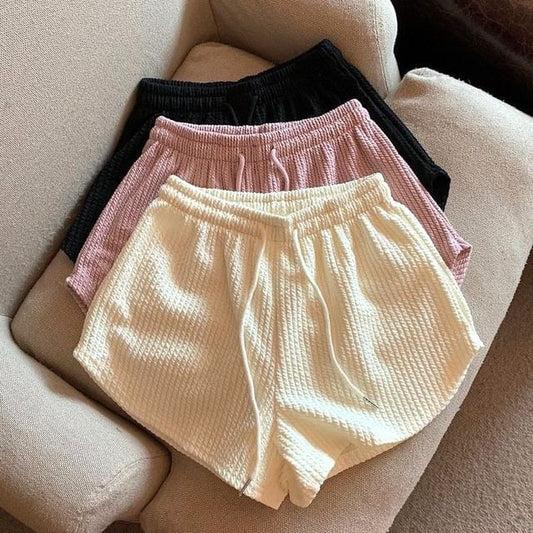 Shorts Plain Waist Drawstring