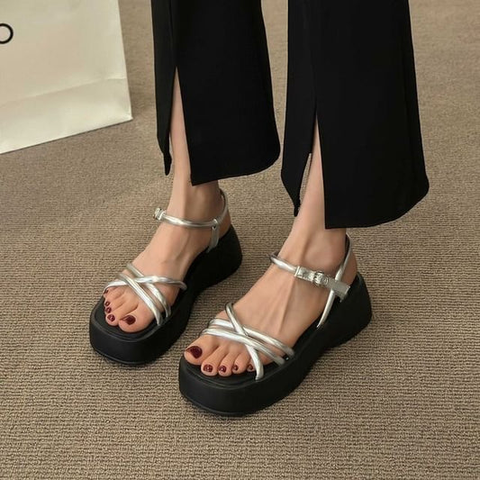 Platform Sandals Faux Leather