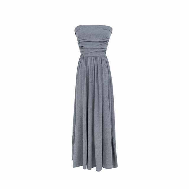 Maxi A-Line Tube Ruched Dress