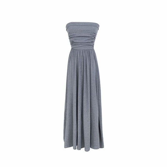 Maxi A-Line Tube Ruched Dress
