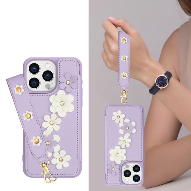 Faux Leather Case Phone Floral