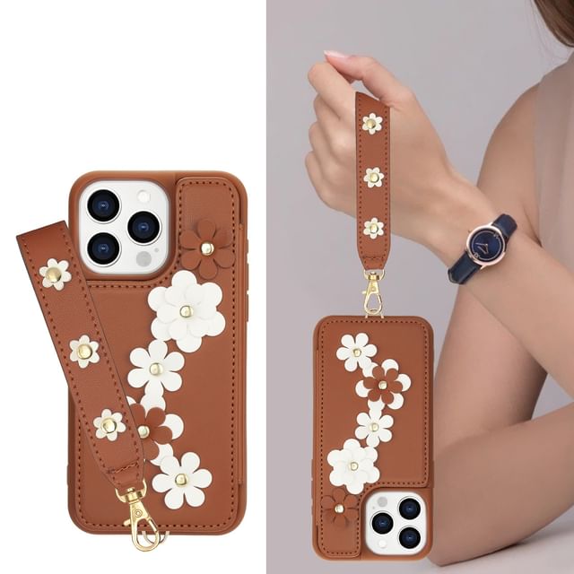 Floral Phone Case Faux Leather