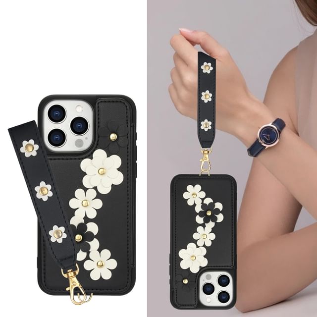 Faux Leather Case Phone Floral
