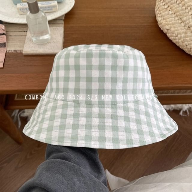 Hat Plaid Reversible Bucket