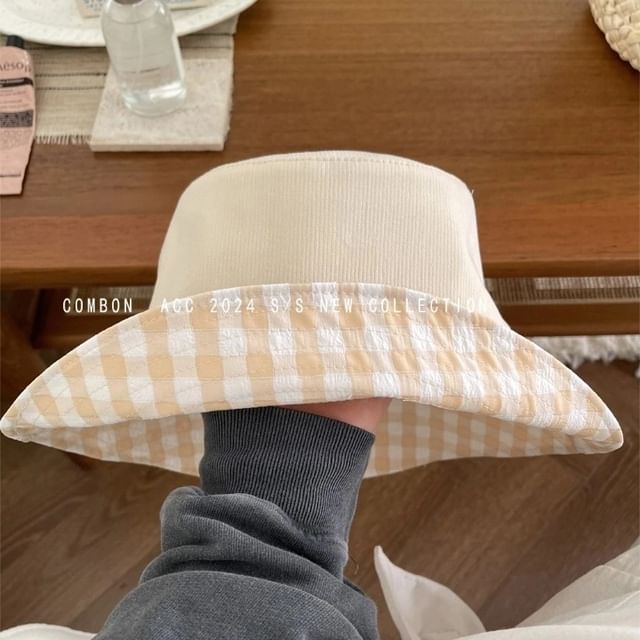 Hat Plaid Reversible Bucket