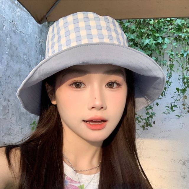 Hat Plaid Reversible Bucket