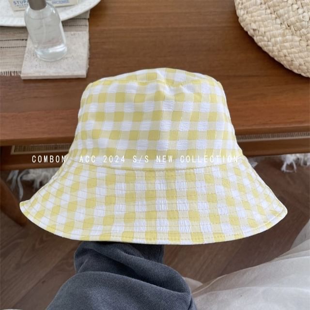 Hat Plaid Reversible Bucket