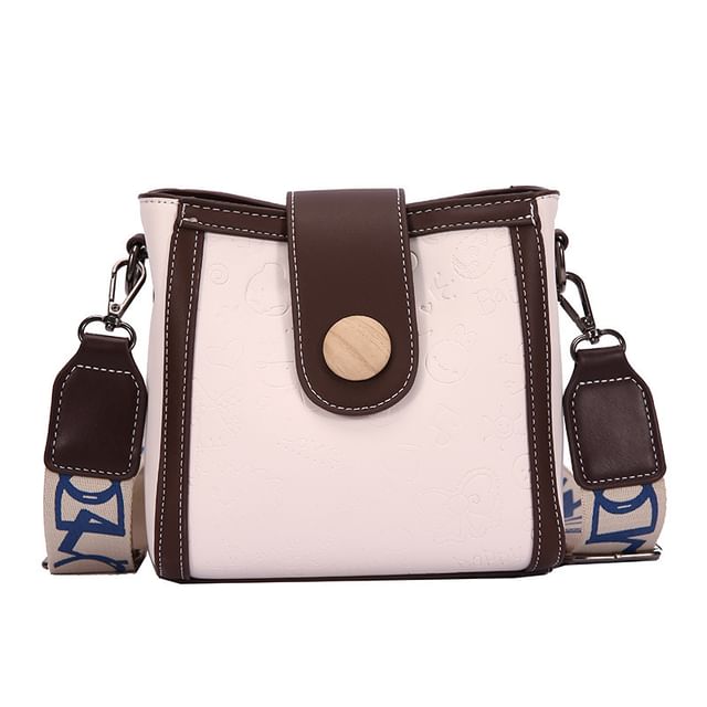 Leather Bucket Bag Patterned Faux